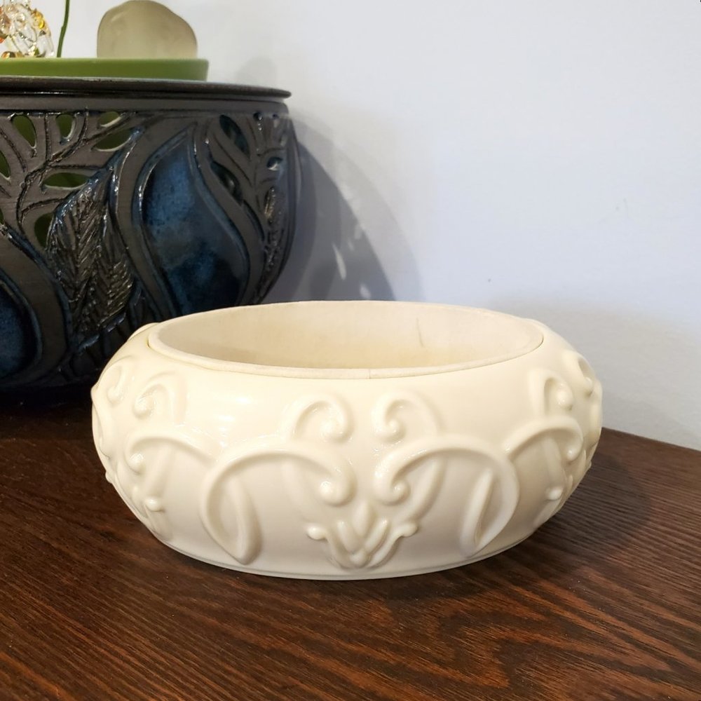 Vintage Lenox Trinket Dish Porcelain Bowl Flocked Insert 5.75"